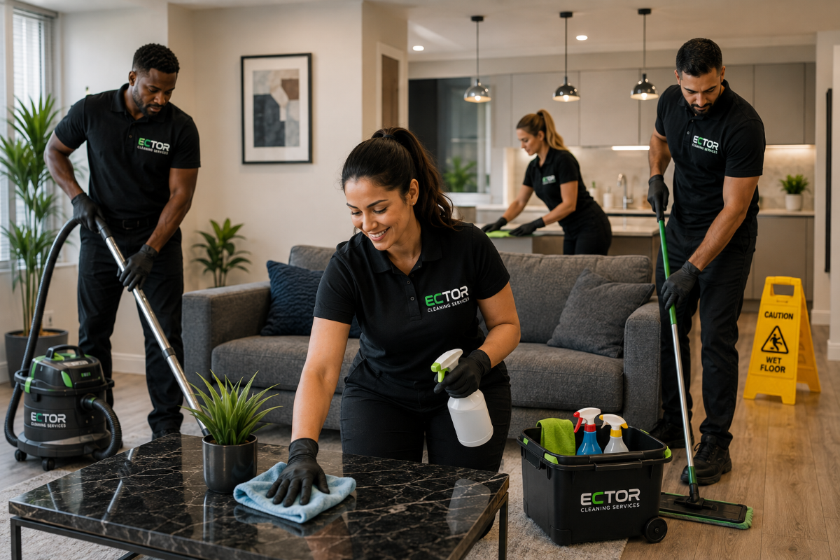 staff cleaning